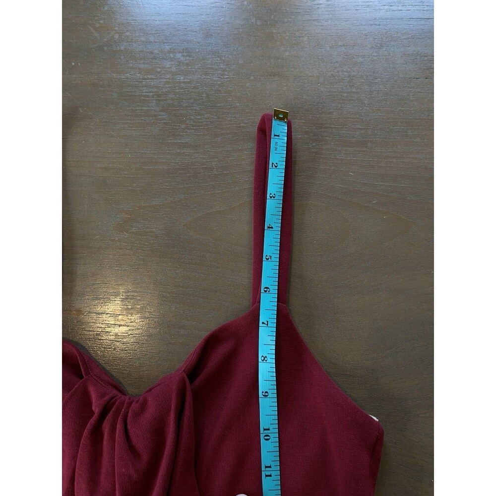 Ella Moss Dress Size Medium Burgundy & Gray Colorblock Front Twist Ruffle Detail - Picture 9 of 13